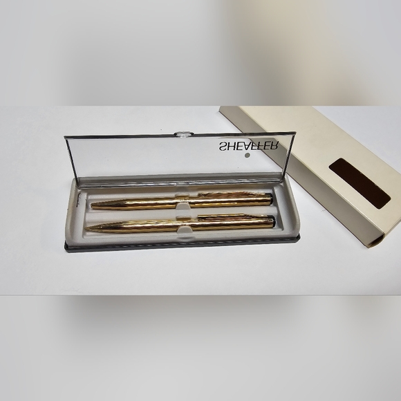 Sheaffer White Dot Gold Electroplated Ballpoint Pen Mechanical Pencil Set - Picture 2 of 5